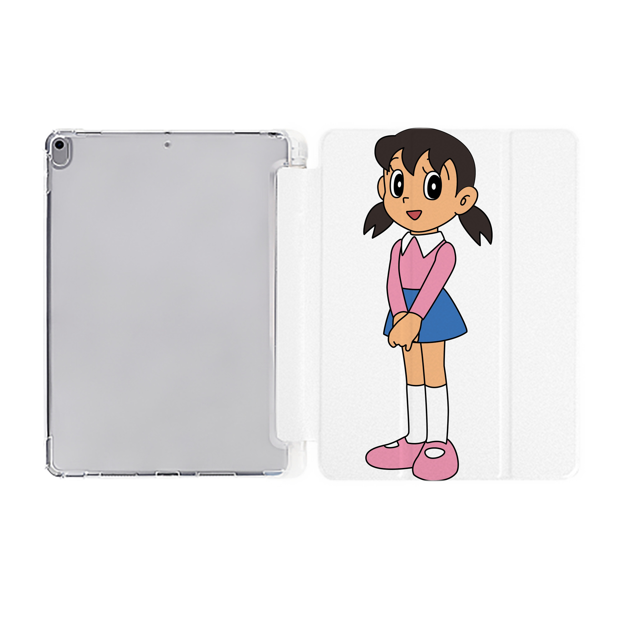 （画像用） ドラえもん みなもと しずか Doraemon Shizuka Minamoto IPad ケース ペン収納付き 三つ折りスタンド PUレザー×シリコン 対応機種9.5/10.5/10.9インチ